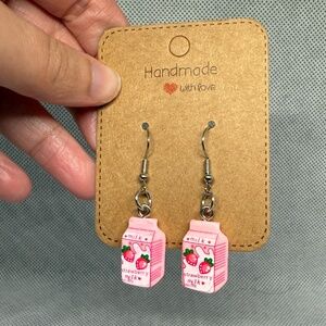 Handmade Strawberry Milk Earrings